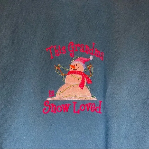 M&C Sportswear Blue Holiday Snowman Long Sleeve Pullover Sweater Sz XL - Picture 2 of 6